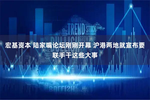宏基资本 陆家嘴论坛刚刚开幕 沪港两地就宣布要联手干这些大事